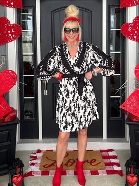 Cabi X Factor Black & White Printed Wrap Dress - Elegant Short Dress-NWOT